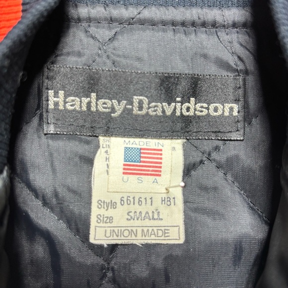 Vintage Harley Davidson Jacket Mens Small Satin Bomber 80s 90s Union Made Eagle - Picture 1 of 11